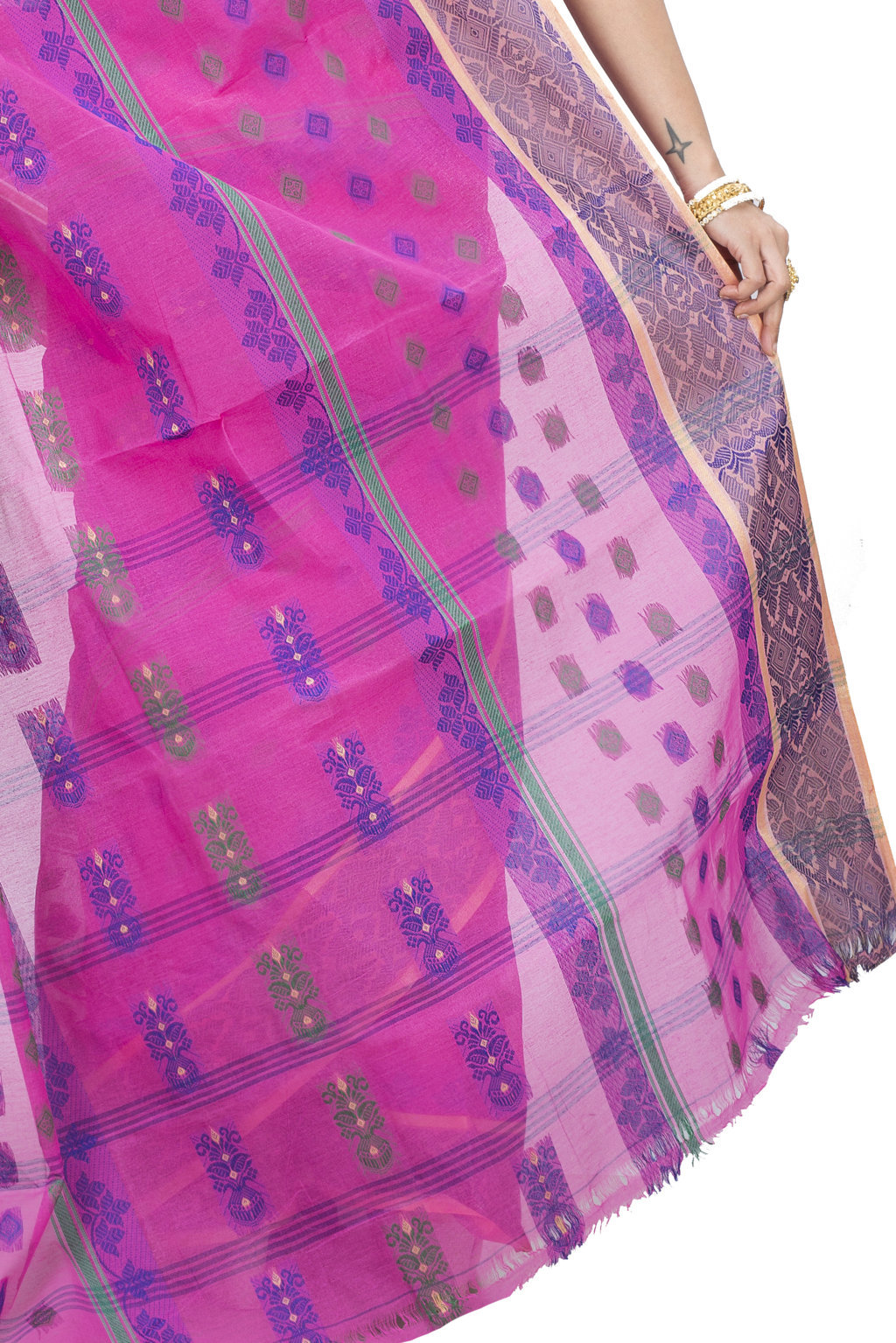 Pink Pure Cotton Ghusoon Tant Saree (947)